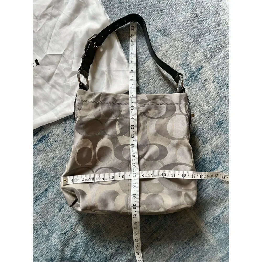 Coach Silver Gray Penelope Optic Jacquard C Monogram Hobo Shoulder Bag F17476